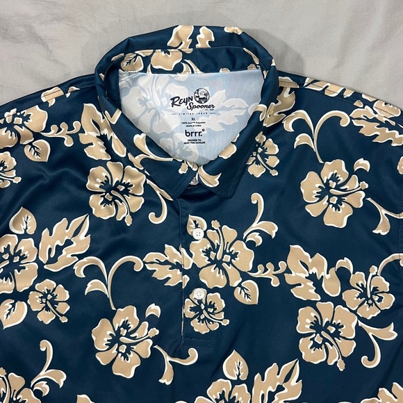 reyn spooner Other - REYN SPOONER Men's XL Hawaiian Floral Print Polyester Short Sleeve Polo Shirt